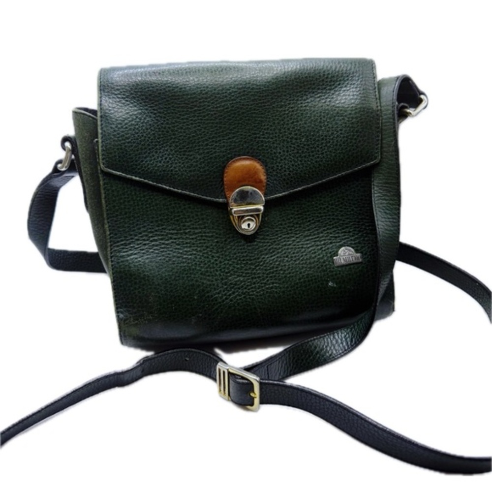 Vintage Pebbled Leather Crossbody in Forest Green
